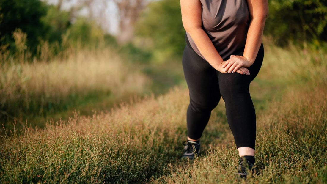 Overweight and exercise in nature, health awareness and well-being.